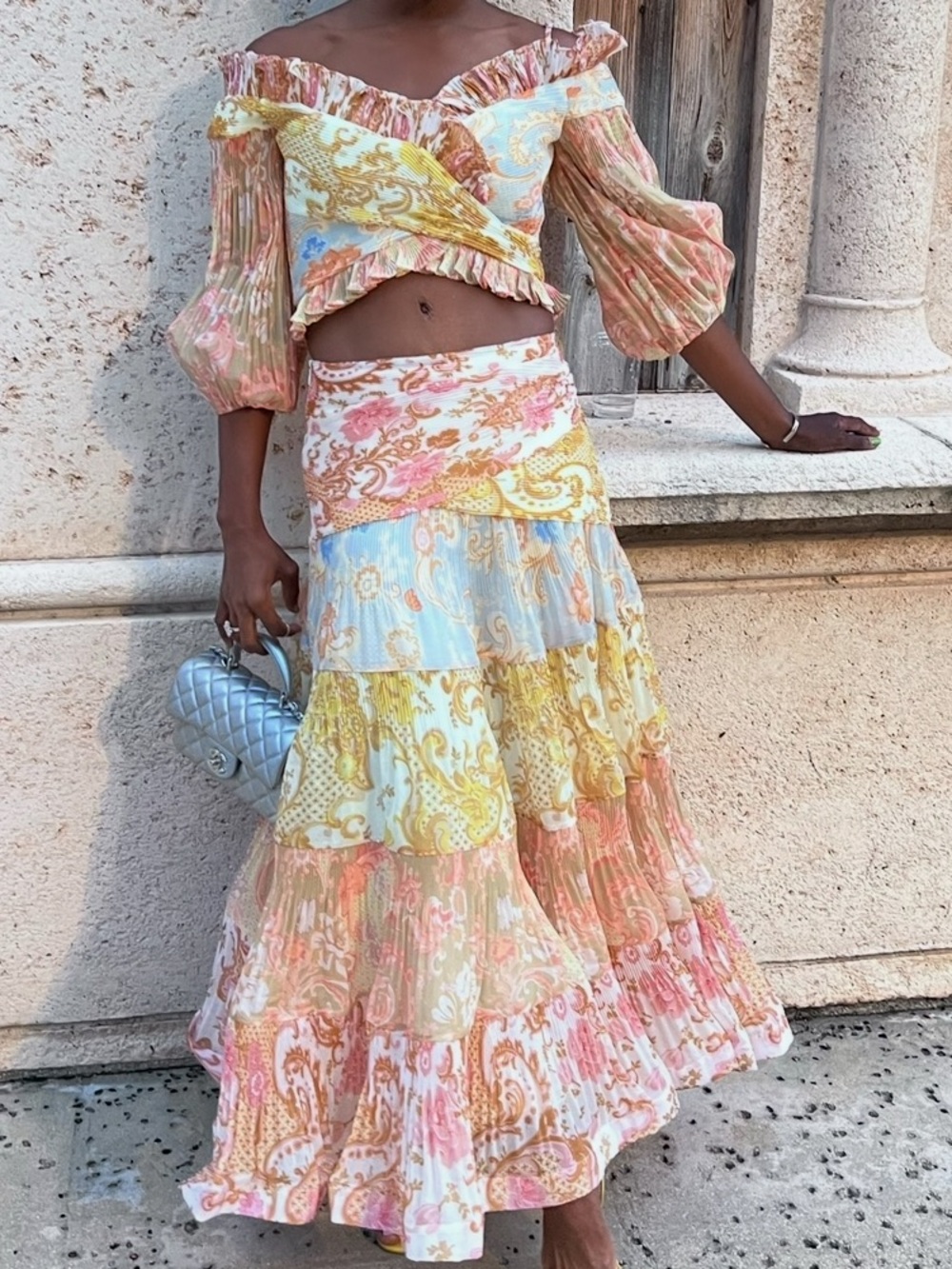 Zimmermann Multicolor Pastel Tiered Maxi Skirt
